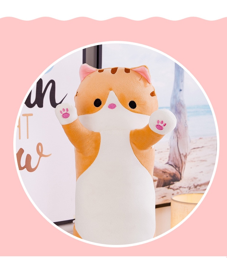 130cm Cute Soft Long Cat Pillow Plush Toys Stuffed Pause Office Nap Pillow Bed Sleep Pillow Home Decor Gift Doll for Kids Girl