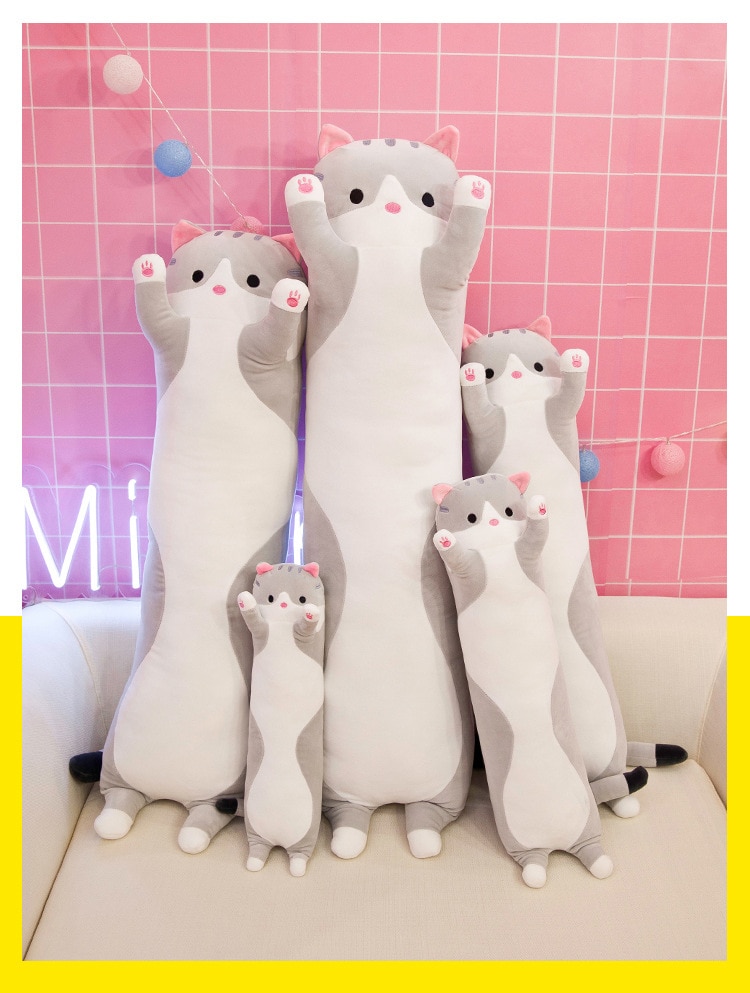 130cm Cute Soft Long Cat Pillow Plush Toys Stuffed Pause Office Nap Pillow Bed Sleep Pillow Home Decor Gift Doll for Kids Girl