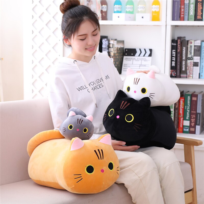 Cartoon Soft Cat Plush Toy Children's Toy Sofa Pillow Cushion Kawaii Padded Toy Gift Children's Room Decoration