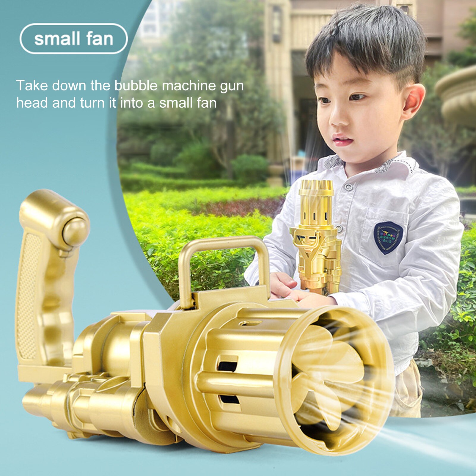Electric Bubble Machine Black Gold Gold Gatling Bubble Gun Children Automatic Bubble Blowing Toy Gun Fan Combo Function