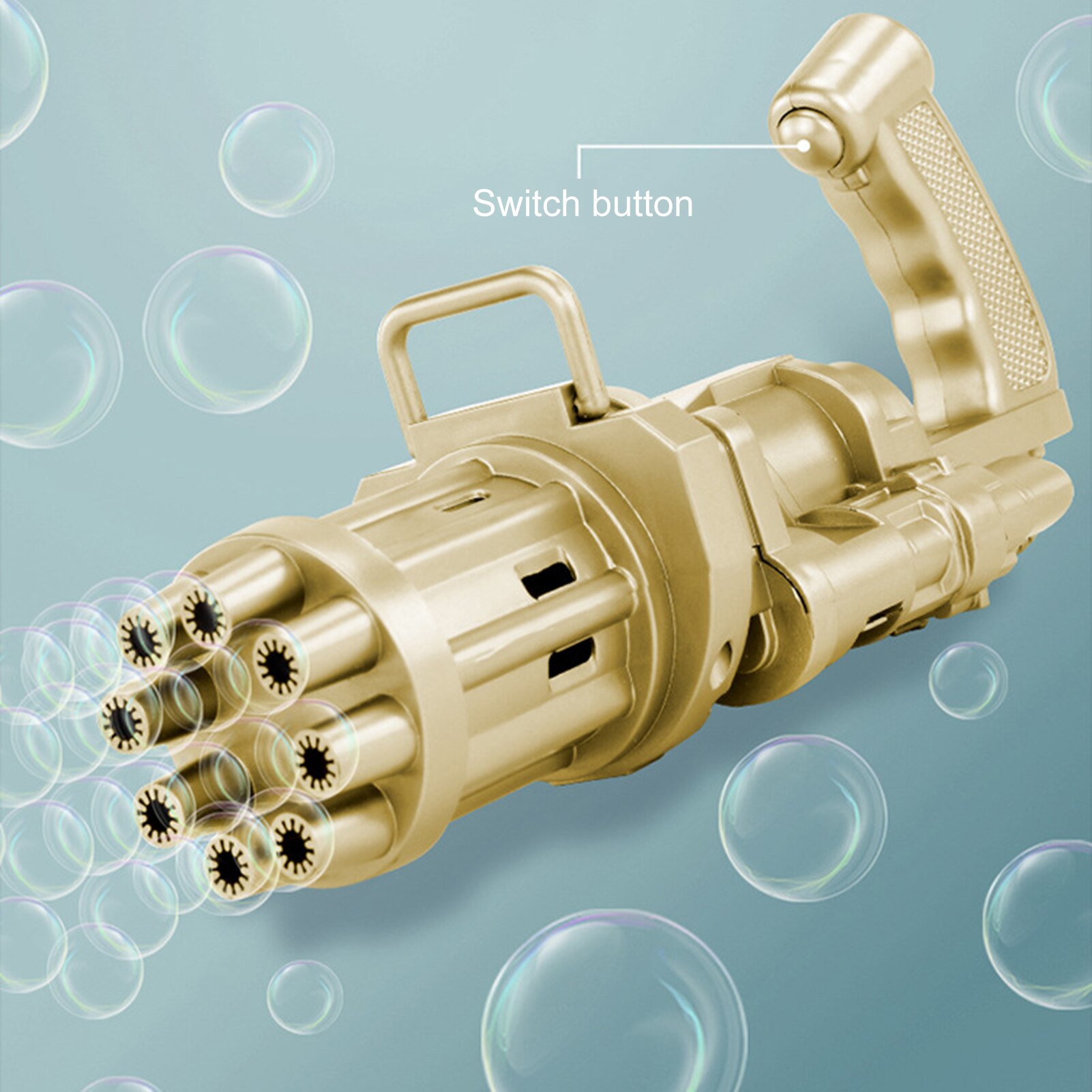 Electric Bubble Machine Black Gold Gold Gatling Bubble Gun Children Automatic Bubble Blowing Toy Gun Fan Combo Function