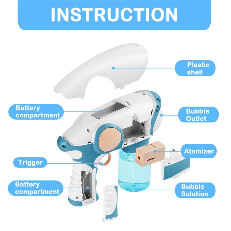 2020 New Summer Smoke Magic Bubble Machine Electric Automatic Bubble Blower Maker Gun Kids Outdoor Toys Birthday Gift