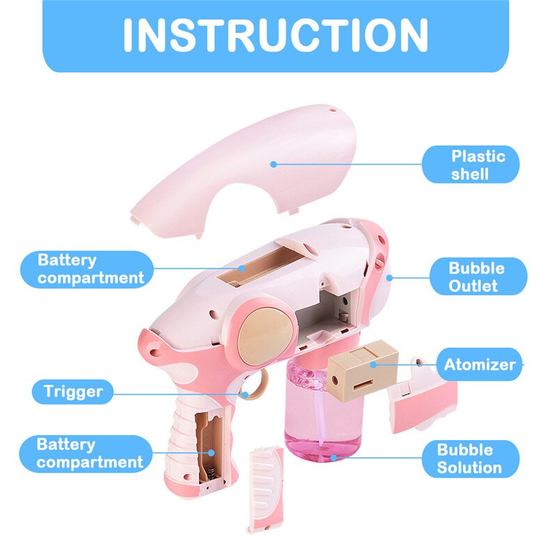 2020 New Summer Smoke Magic Bubble Machine Electric Automatic Bubble Blower Maker Gun Kids Outdoor Toys Birthday Gift