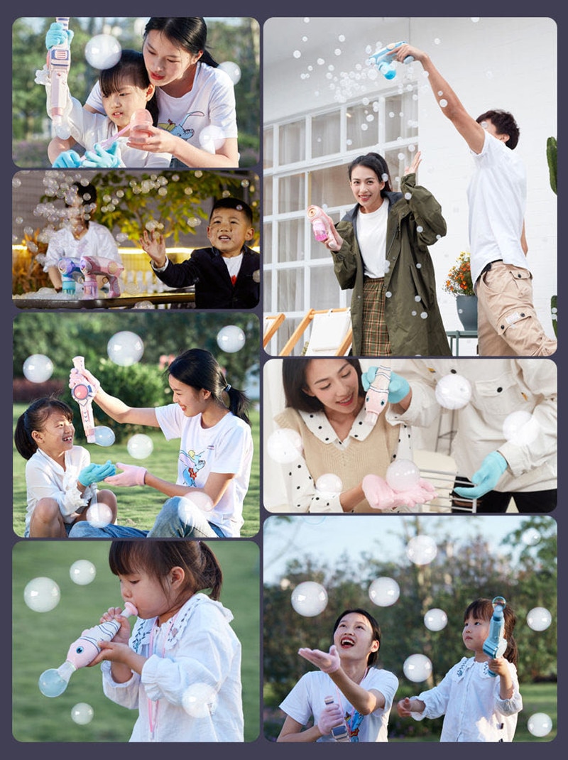 2020 New Summer Smoke Magic Bubble Machine Electric Automatic Bubble Blower Maker Gun Kids Outdoor Toys Birthday Gift
