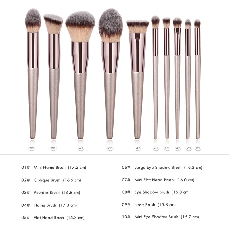 4/10pcs Champagne makeup brushes set for cosmetic foundation powder blush eyeshadow kabuki blending make up brush beauty tool 4/10pcs Champagne makeup brushes set for cosmetic foundation powder blush eyeshadow kabuki blending make up brush beauty tool