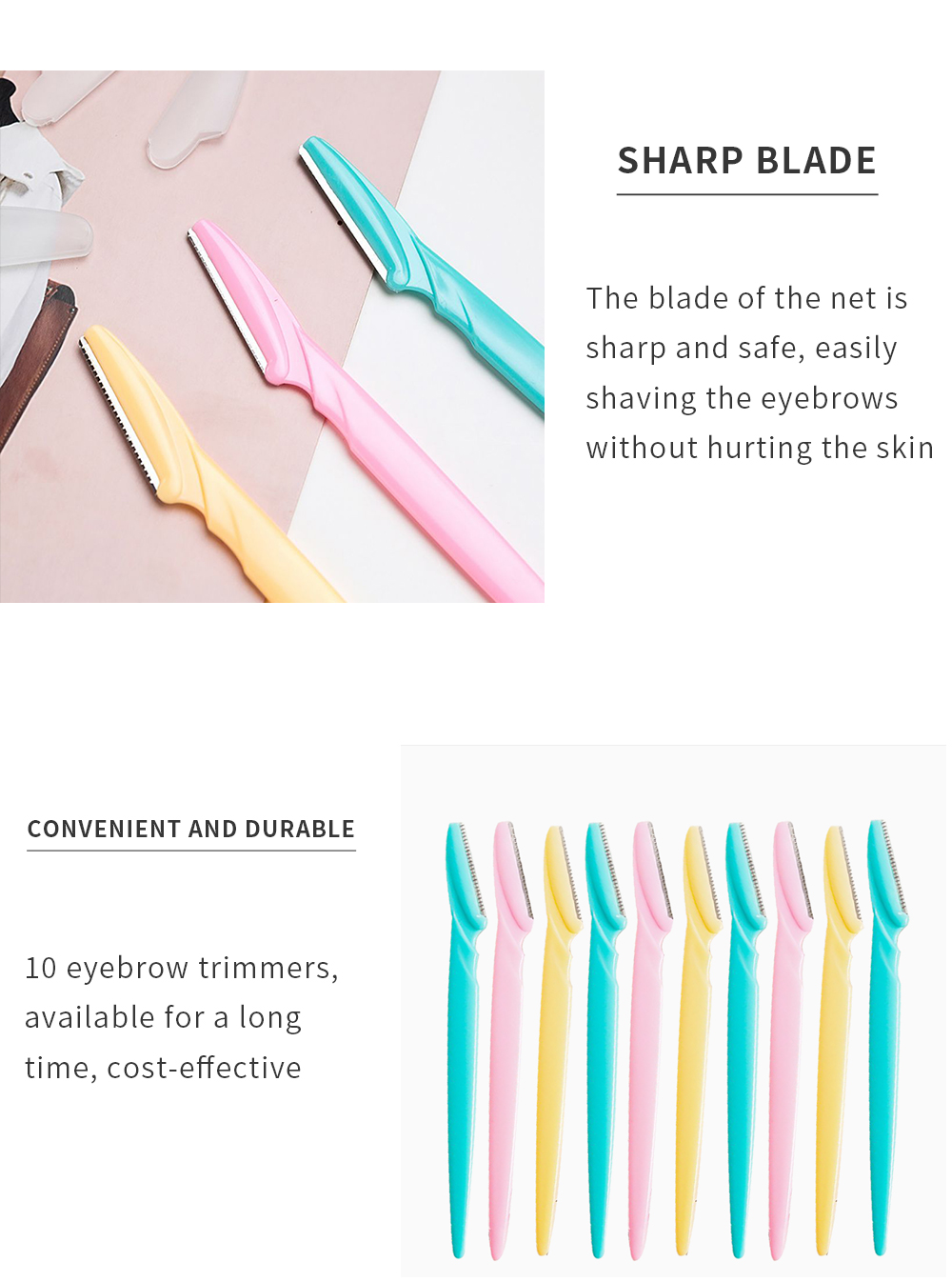 10pcs Eyebrow Trimmer Portable Eyebrow Razor Shaver Eye Brow Shaper Face Razor Facial Hair Remover for Women Beauty Makeup Tools