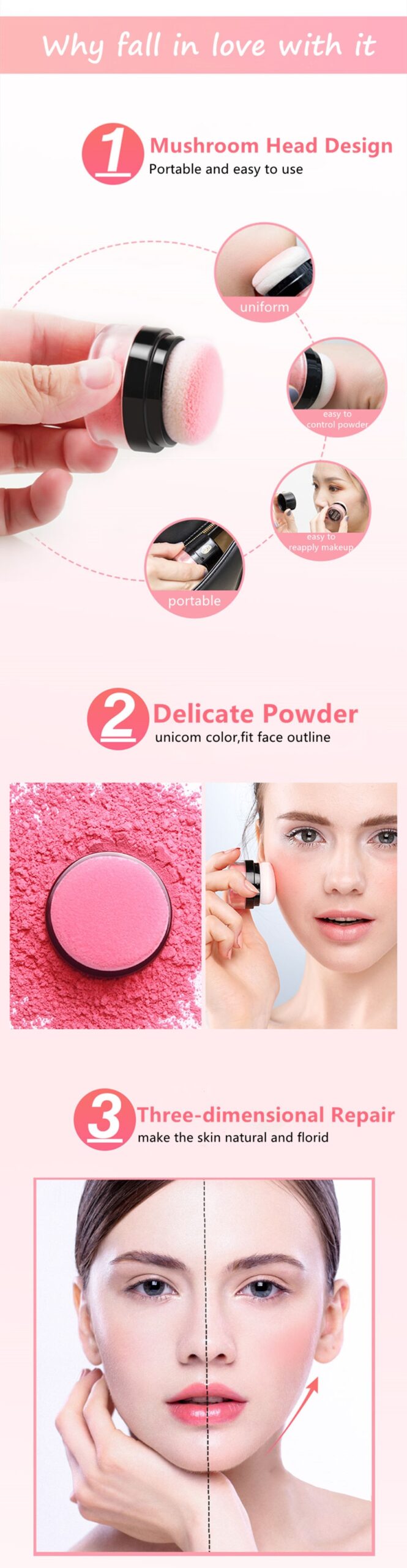 ILISYA Soft Face Blusher Powder Cheek Rouge Nourishing Nude Makeup Brightening Complexion Repair