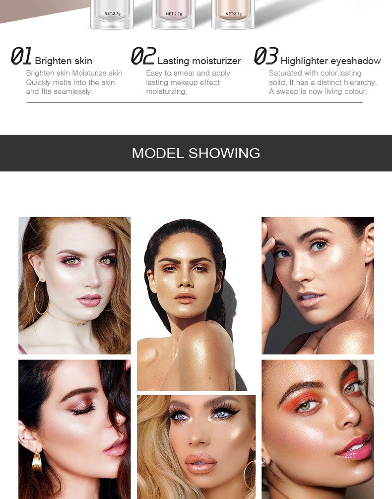 Makeup Highlighter Face Brightener High-light lying silkworm brightening Eye shadow liquid foundation concealer lasting