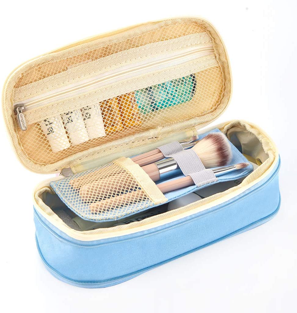 Angoo [C-Block] Classic Pocket Pen Pencil Case, Fold Canvas Stationery Storage Bag Organizer for Cosmetic Travel Student A6449