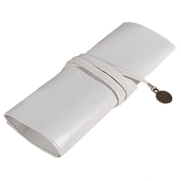 New Style Roll PU Leather Purse Pouch Makeup Pem Pencil Case Cosmetic Bag Retro