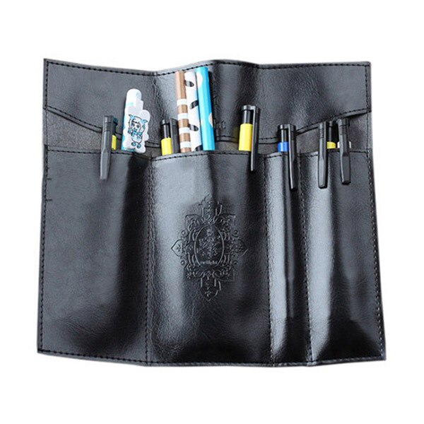 New Style Roll PU Leather Purse Pouch Makeup Pem Pencil Case Cosmetic Bag Retro