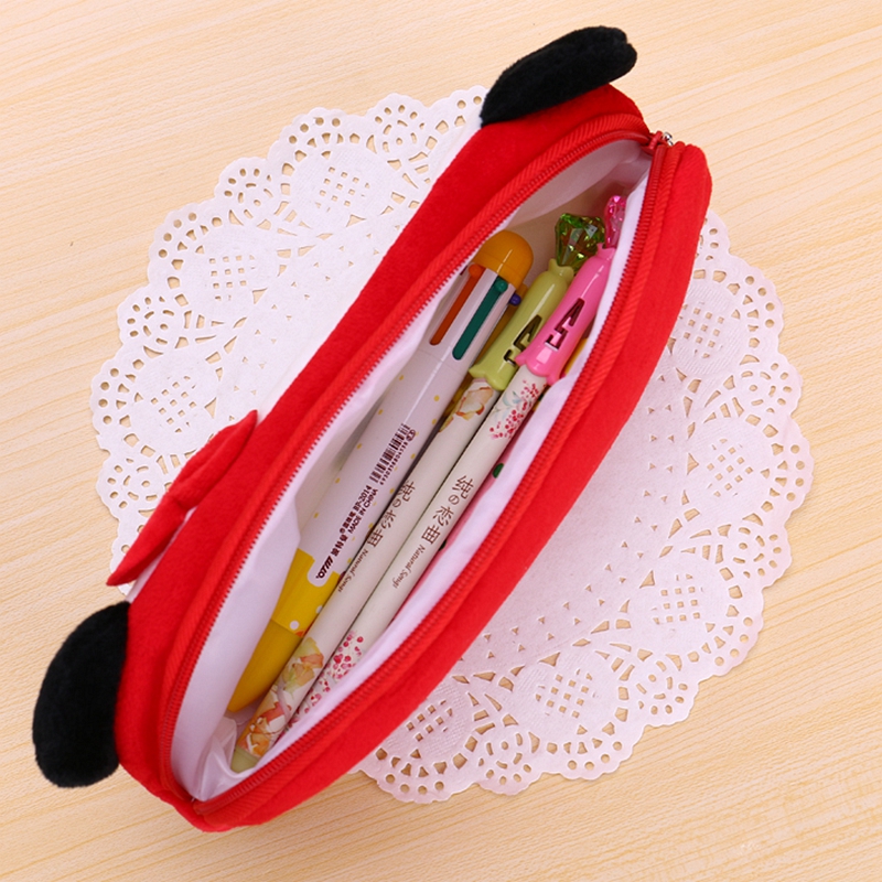 Kawaii Cartoon Pencil Case Plush Cute Handle Pencilcase School Supplies Pencil Bag for Boy Girl Stationery Pouch