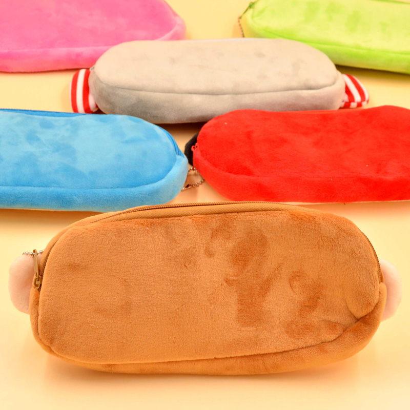 Kawaii Cartoon Pencil Case Plush Cute Handle Pencilcase School Supplies Pencil Bag for Boy Girl Stationery Pouch