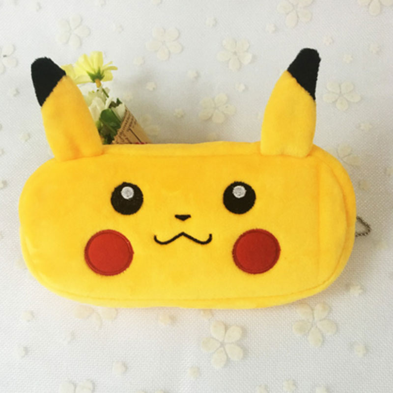 Kawaii Cartoon Pencil Case Plush Cute Handle Pencilcase School Supplies Pencil Bag for Boy Girl Stationery Pouch