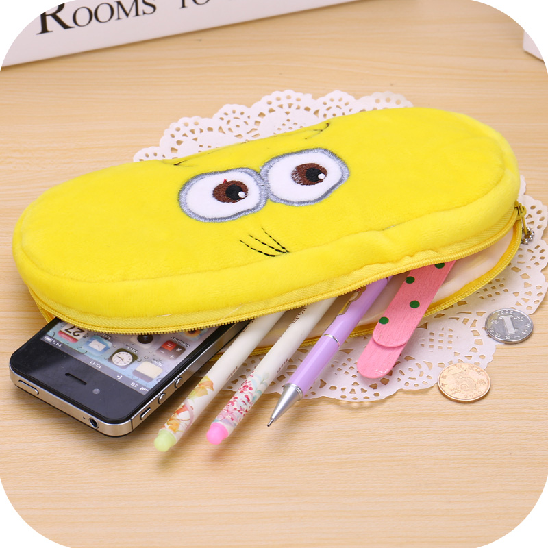 Kawaii Cartoon Pencil Case Plush Cute Handle Pencilcase School Supplies Pencil Bag for Boy Girl Stationery Pouch