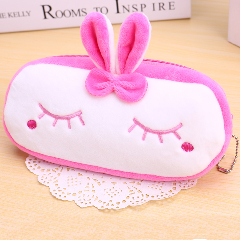 Kawaii Cartoon Pencil Case Plush Cute Handle Pencilcase School Supplies Pencil Bag for Boy Girl Stationery Pouch