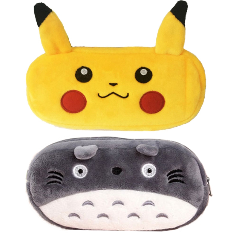 Kawaii Cartoon Pencil Case Plush Cute Handle Pencilcase School Supplies Pencil Bag for Boy Girl Stationery Pouch