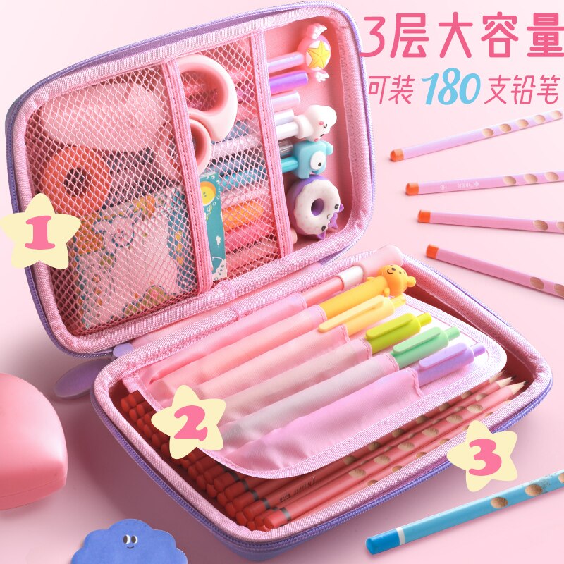 3D Pencil Case EVA Storage Box Lovely Pink Unicorn Cartoon Pen Bag for School Girl Kawaii Stationery Gift Pouch Eraser Holder IN