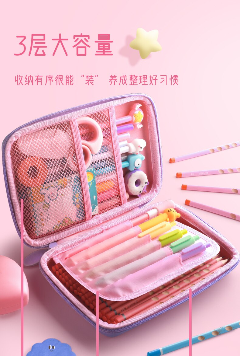 3D Pencil Case EVA Storage Box Lovely Pink Unicorn Cartoon Pen Bag for School Girl Kawaii Stationery Gift Pouch Eraser Holder IN
