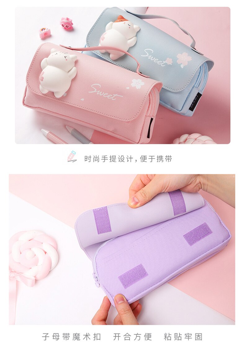 Large Capacity Pencil Case Kawaii Canvas three Layer Pen Brushes Pouch Pencil Bag Portable Box Gifts Supplies School Stationery Large Capacity Pencil Case Kawaii Canvas three Layer Pen Brushes Pouch Pencil Bag Portable Box Gifts Supplies School Stationery